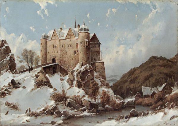 Karl Julius von Leypold Burgberg im Schnee Germany oil painting art